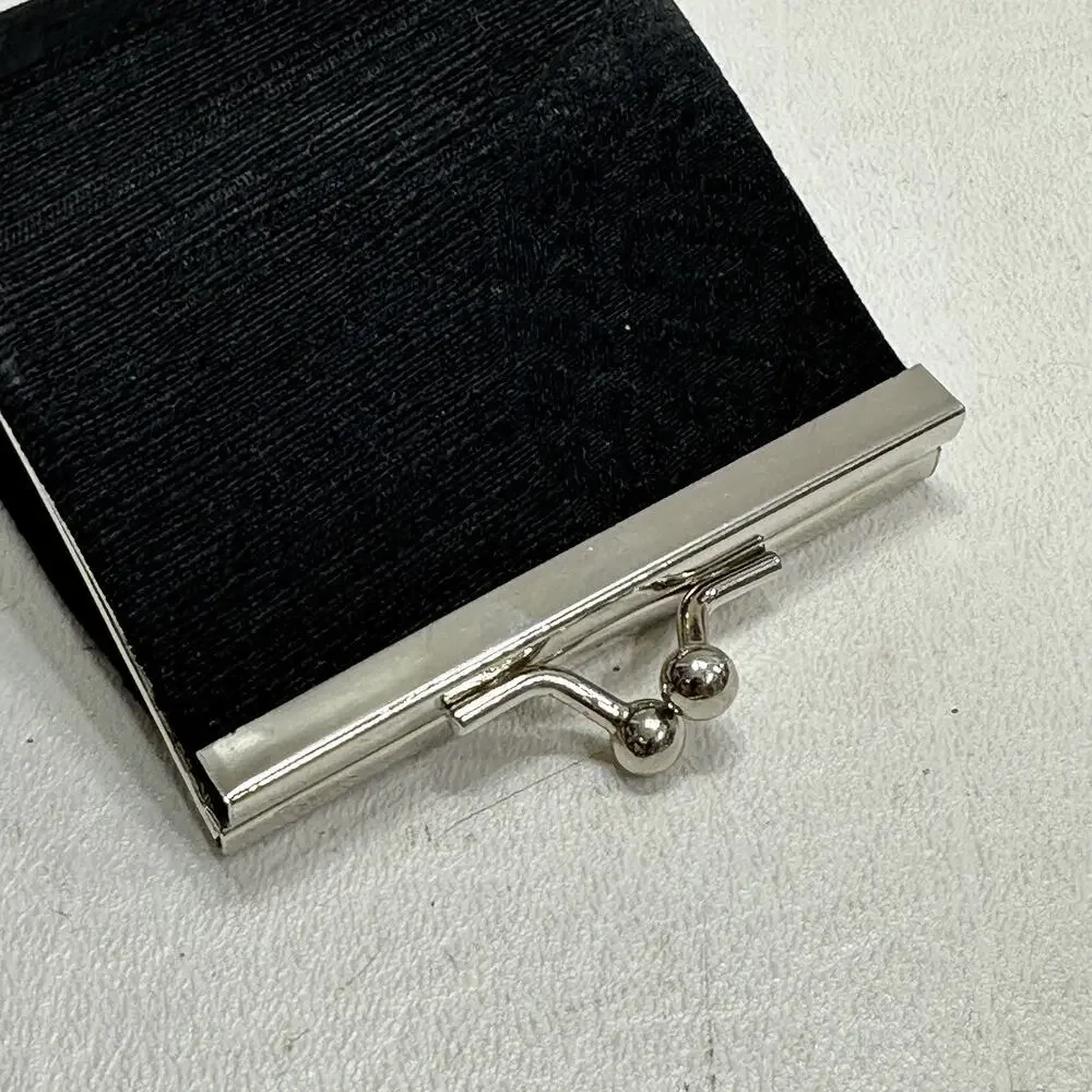 Black Mandala Change Coin Purse Pouch Silver Tone Kiss Lock Hinged